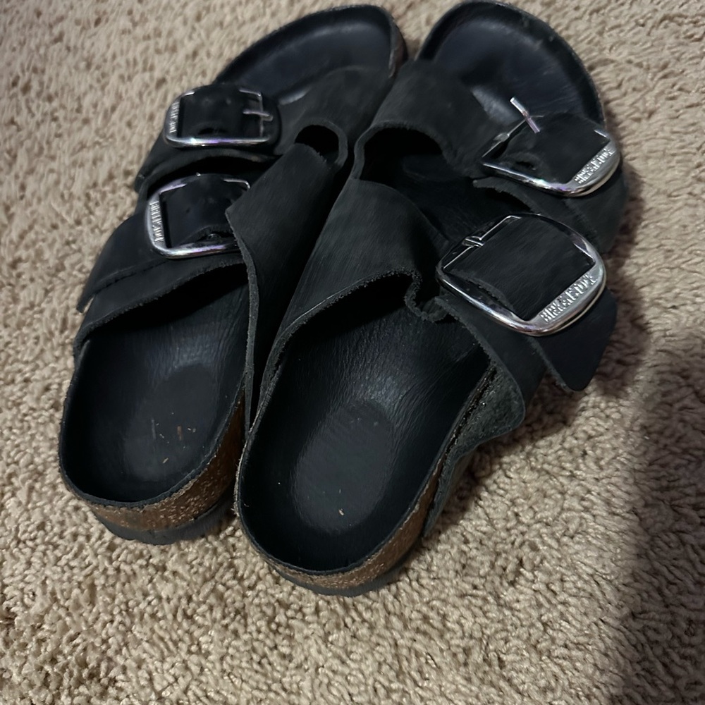 Black Sandals with Silver Buckles